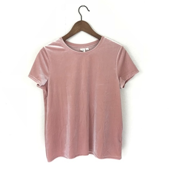 GAP Tops - NWT Gap Velvet Chalk Pink Short Sleeve Top Size S